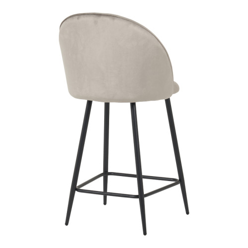 Medium height bar stool Perch pakoworld velvet in gray with black metal legs 50x43x99cm