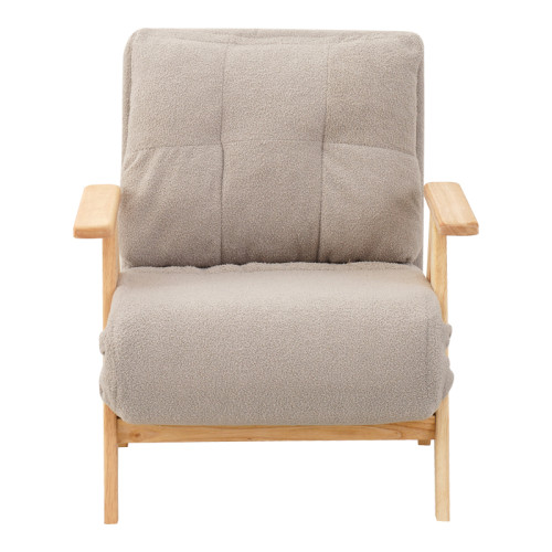 Armchair-Bed Restyl pakoworld rubberwood- bouclé fabric in cream shade 75x60x93cm