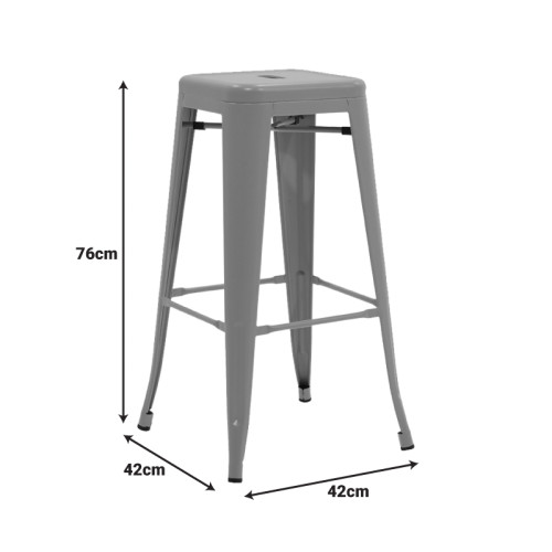 Bar stool with backrest Utopia pakoworld metal in dark olive green color 42x42x97cm