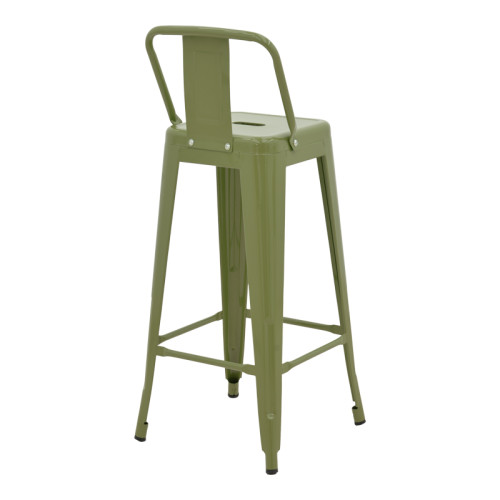 Bar stool with backrest Utopia pakoworld metal in dark olive green color 42x42x97cm