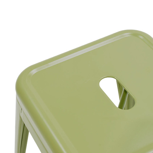 Bar stool Utopia pakoworld metal in dark oline green color 42x42x76cm