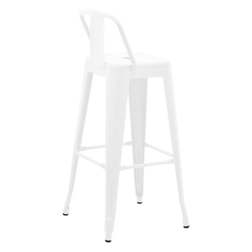 Bar stool with backrest Utopia pakoworld white matte metal 42x42x97cm