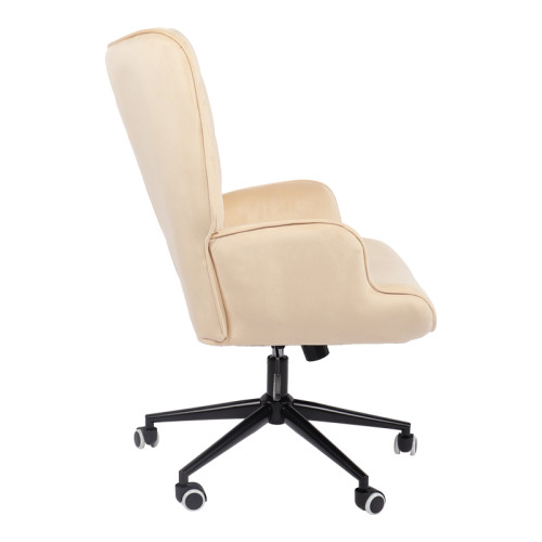 Swivel armchair Lobima pakoworld cream velvet and base in black color 71x68x104cm
