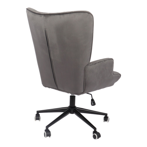 Swivel armchair Lobima pakoworld dark grey velvet and base in black color 71x68x104cm