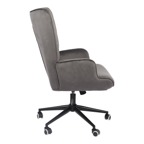 Swivel armchair Lobima pakoworld dark grey velvet and base in black color 71x68x104cm