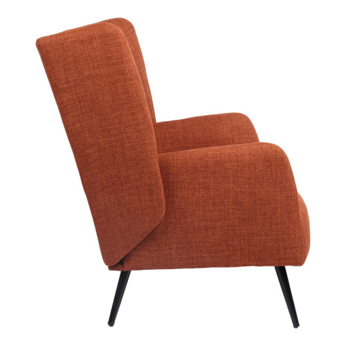 Armchair Mareta pakoworld terracotta fabric and legs in black color 83x80x99cm