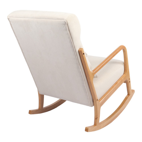 Rotating armchair Edeldy pakoworld cream fabric and legs in natural color 102x66x99cm