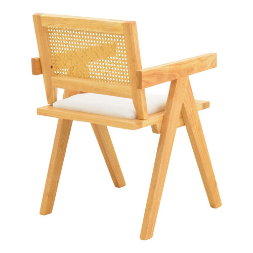 Winslow armchair pakoworld rubberwood in natural shade-whtie fabric 51x54x80cm