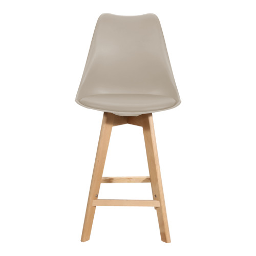 Gaston bar stool pakoworld pp-pu in cappuccino shade and wooden leg 48.5x56x104cm