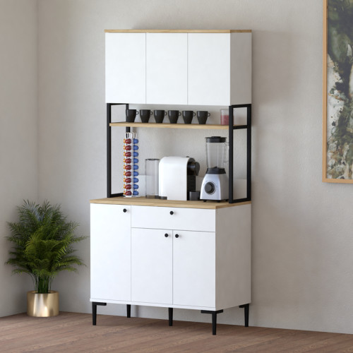 Ντουλάπια κουζίνας Lenner pakoworld λευκό-sonoma 90x45x184εκ