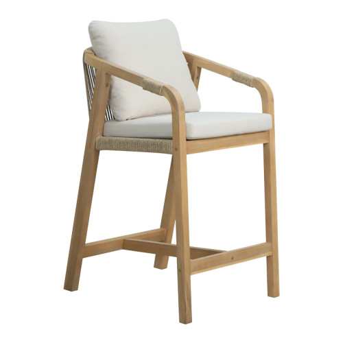 Dining room Bravo-Luciana pakoworld set of 5 solid acacia wood and beige fabric 130x70x90cm