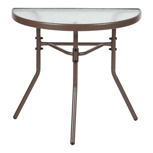 Semi-circled table Bion pakoworld glass-metal in brown color 70x40x65cm