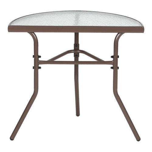 Semi-circled table Bion pakoworld glass-metal in brown color 70x40x65cm