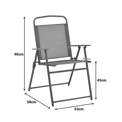 Foldable chair Vela pakoworld anthracite metal-textilene in champagne color 53x58x90cm