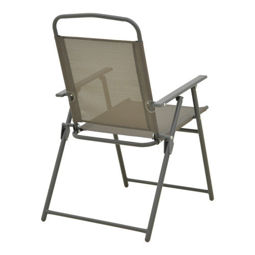 Foldable chair Vela pakoworld anthracite metal-textilene in champagne color 53x58x90cm