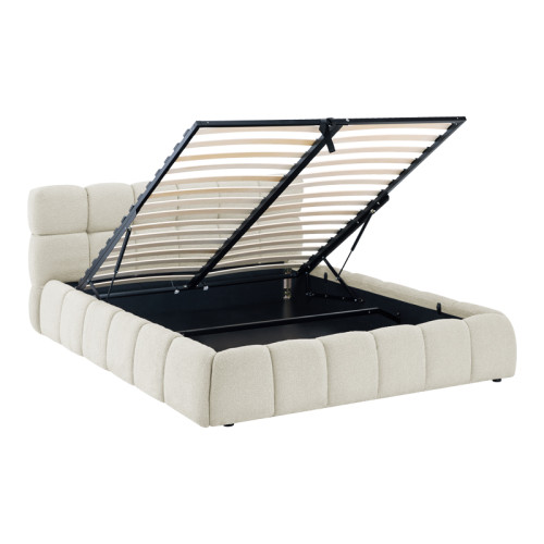 Bed Jeby pakoworld cream fabric with storage space 160x200cm