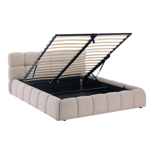Bed Jeby pakoworld beige fabric with storage space 160x200cm
