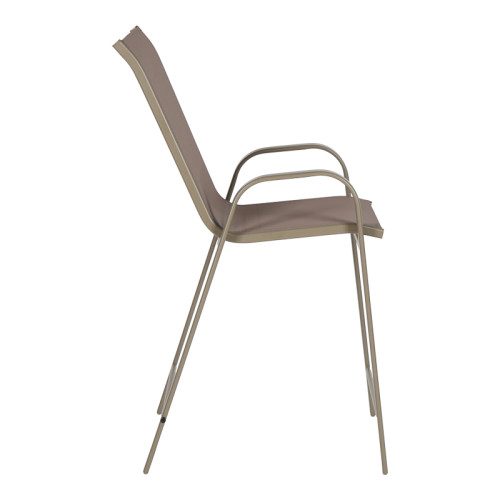 Bar stool medium height Calan pakoworld champagne metal-textilene in light brown color 55x70x114cm
