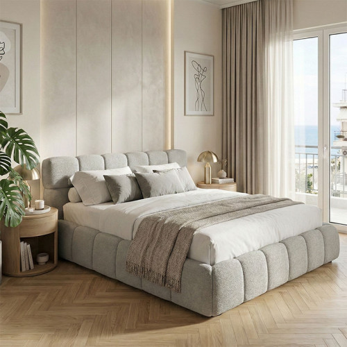 Bed Jeby pakoworld grey fabric with storage space 160x200cm