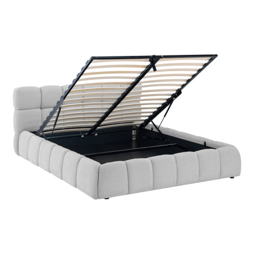 Bed Jeby pakoworld grey fabric with storage space 160x200cm