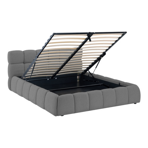 Bed Jeby pakoworld dark grey fabric with storage space 160x200cm