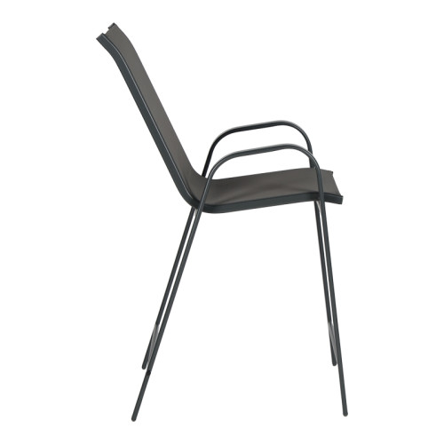 Bar stool medium height Calan pakoworld metal-textilene in dark grey color 55x70x114cm