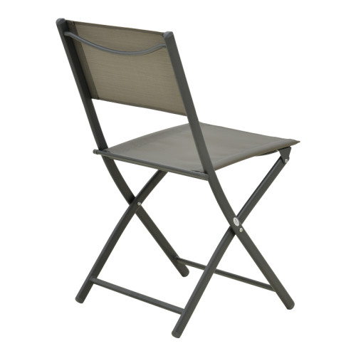 Foldable chair Jeve pakoworld anthracite metal with champagne textilene 46x51x81cm