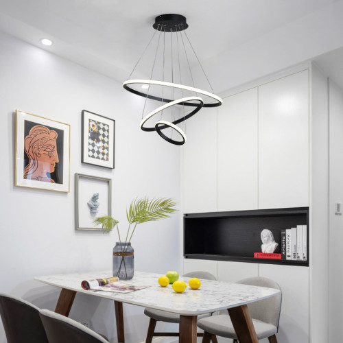 Ceiling lamp Rings pakoworld led metal in black shade D60x100cm