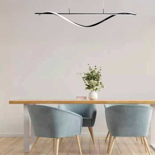 Infinity pakoworld led metal ceiling light in black shade 120x12x150cm