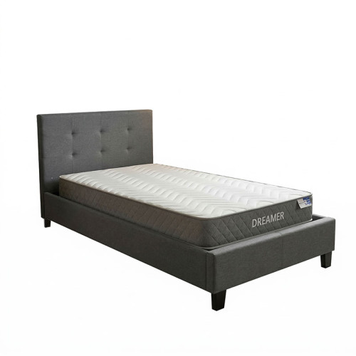 Bed with mattress Mago-Dreamer pakoworld anthracite fabric 100x200cm