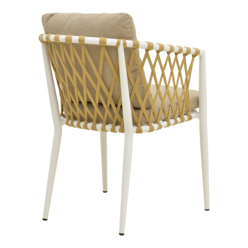 Armchair Peluxe pakoworld aluminum white-pe rope natural-beige cushions 54x62x75.5cm