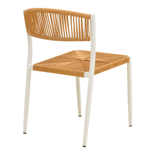 Cura pakoworld stackable armchair, aluminum in white -pe rattan in natural shade 50x58.5x78.5cm