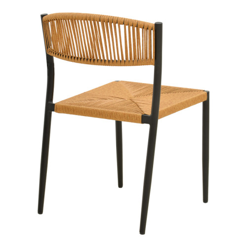 Cura pakoworld stackable chair, aluminum in black -pe rattan in natural shade 50x58.5x78.5cm