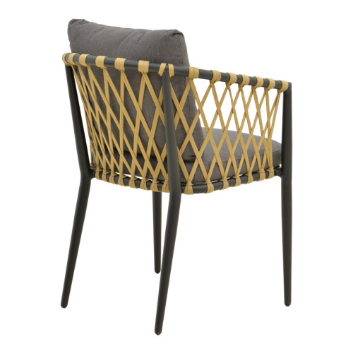 Armchair Peluxe pakoworld aluminum anthracite-pe rope natural-grey cushions 54x62x84cm
