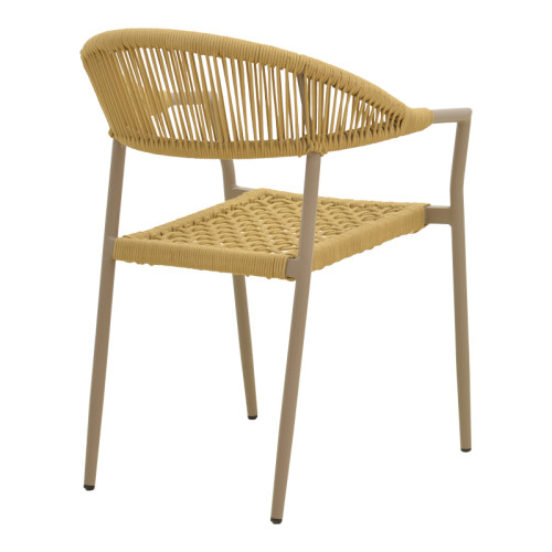 Ammos pakoworld stackable armchair, aluminum in mocha- pe rope in natural shade 56x61.5x82cm