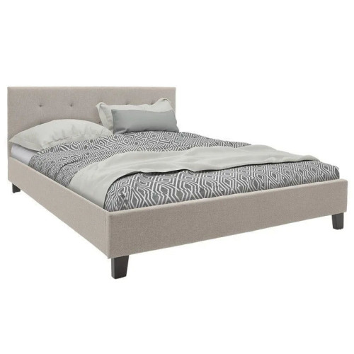 Bed with mattress Mago-Dreamer pakoworld ecru fabric 150x200cm