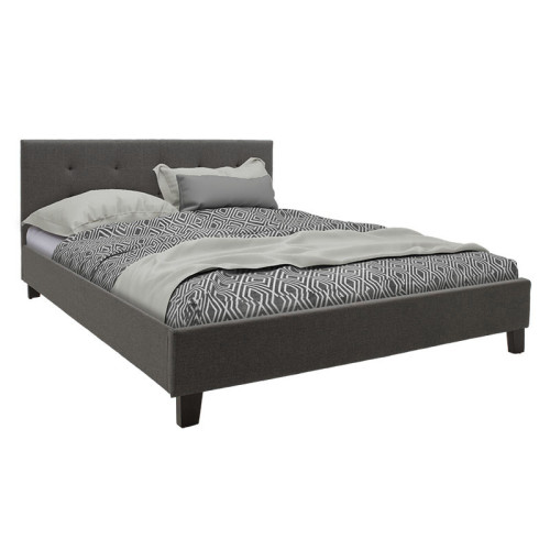 Bed with mattress Mago-Dreamer pakoworld anthracite fabric 150x200cm