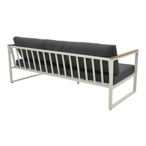 Three-seater sofa Aurelio pakoworld metallic in white - cushions in anthracite shade 192x74x63cm