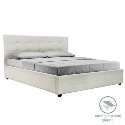 Bed with mattress and storage space Roi-Dreamer pakoworld pu white 160x200cm