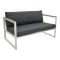 Two-seater sofa Aurelio pakoworld metallic in white - cushions in anthracite shade 130x74x63cm