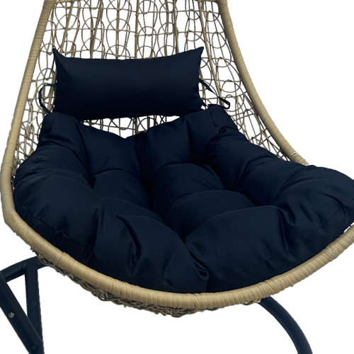 Nest swing with Soleil base pakoworld black metal- natural pe rattan with black cushion 120x95x195cm