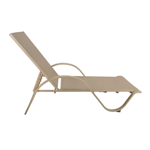 Lounger with arms Attain pakoworld champagne color aluminum and textilene 191x64x32cm
