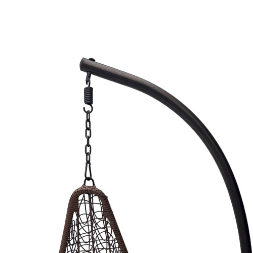 Nest swing with Soleil base pakoworld brown metal- brown pe rattan with beige cushion 120x95x195cm