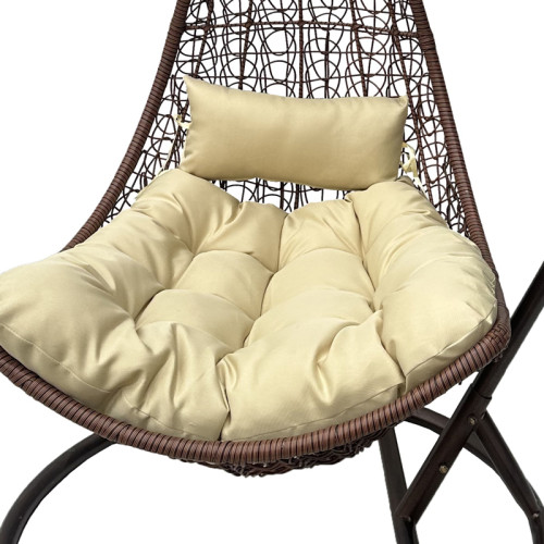Nest swing with Soleil base pakoworld brown metal- brown pe rattan with beige cushion 120x95x195cm
