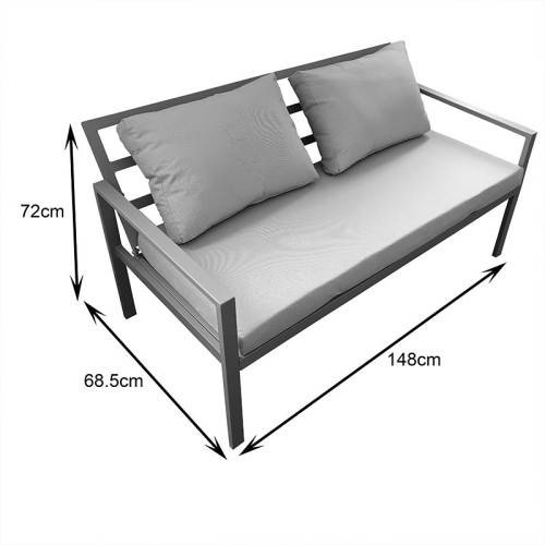 Gardenly pakoworld lounge set 4pcs aluminum in cappuccino color with beige cushions