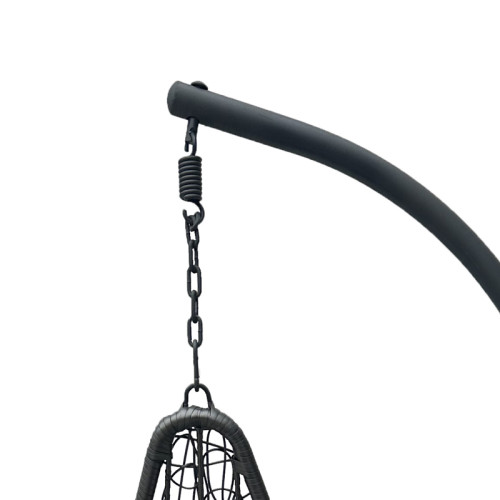 Nest swing with Soleil base pakoworld black metal- natural pe rattan with black cushion 120x95x195cm