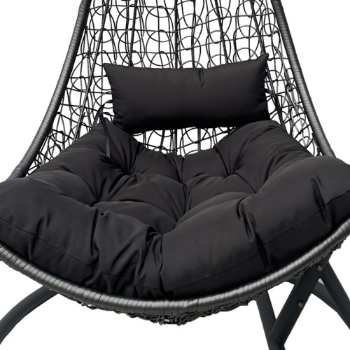 Nest swing with Soleil base pakoworld black metal- natural pe rattan with black cushion 120x95x195cm
