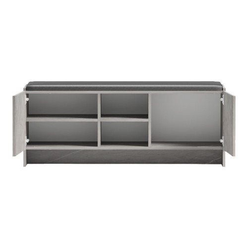 Shoe rack-stool Zulla pakoworld gray beige marble effect-black 110x37x43cm