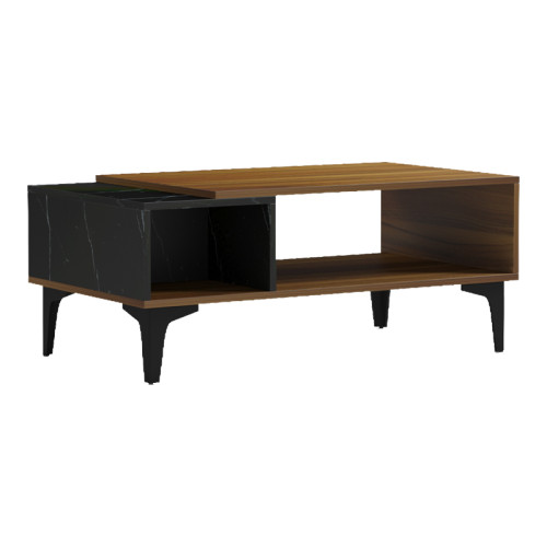 Riba coffee table pakoworld walnut-black marble look 90x50x37cm