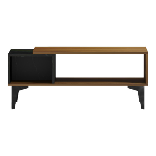 Riba coffee table pakoworld walnut-black marble look 90x50x37cm
